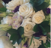 Bridal bouquet of white roses with lavender accents Olde Square Inn Mount Joy PA